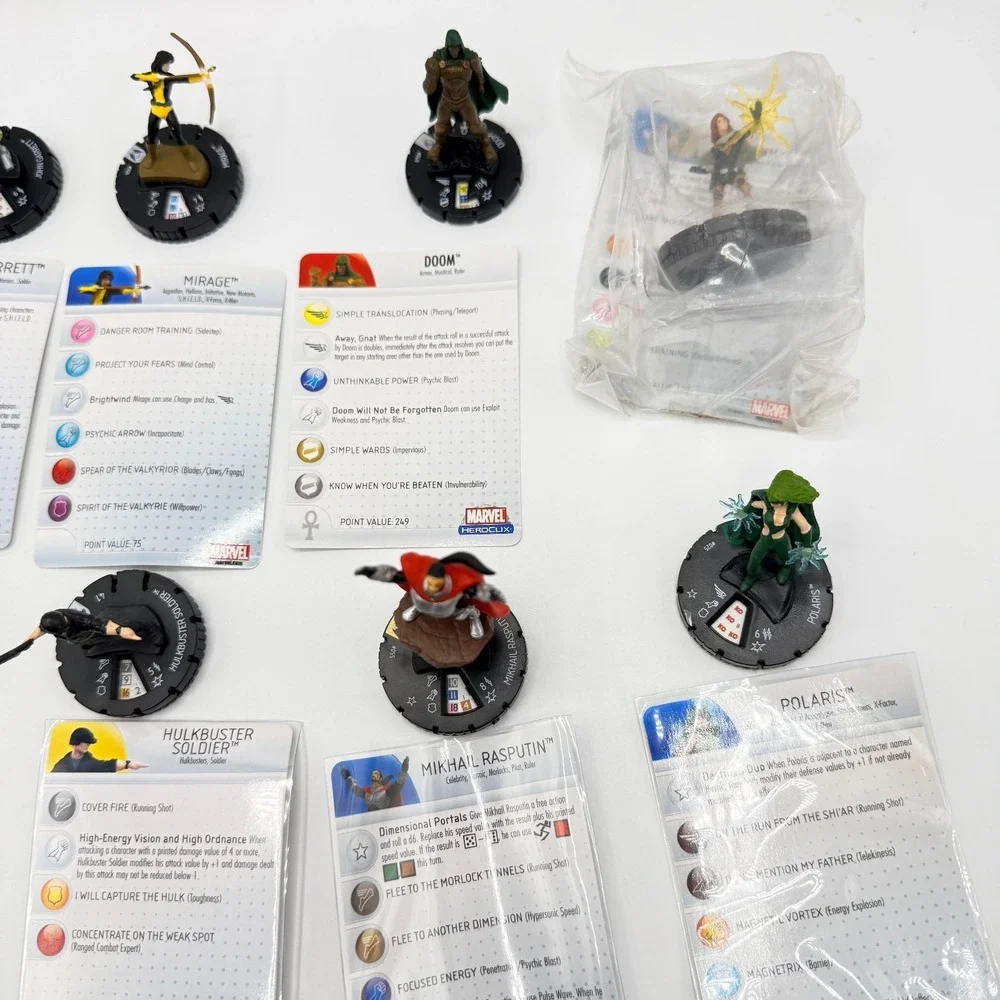 Heroclix Marvel Uncommon, Super Rare, Unique Mixed‎ Lot of 15 with Cards Lot I